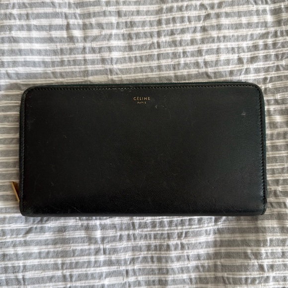 Celine Handbags - Dark Green Celine Zip Around Wallet